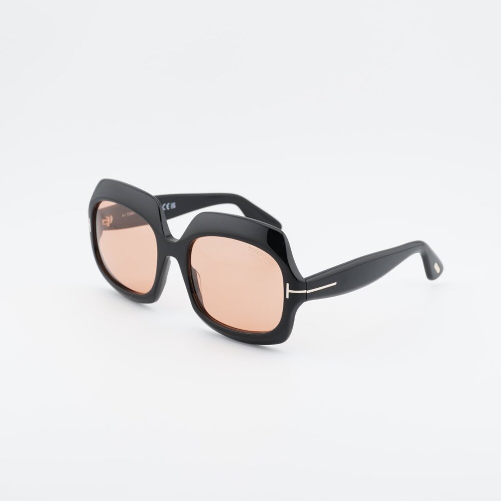 Tom Ford Ren FT1155 05E Sunglasses Black Square Frame, Brown Photochromic Lenses